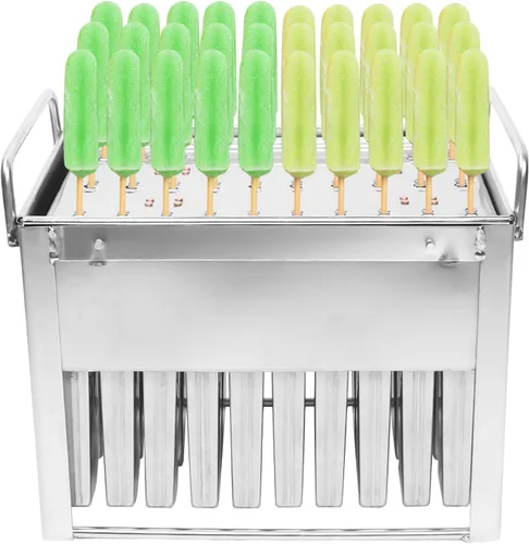 Miniatura 9 de Moldes de paletas de acero inoxidable, 20 moldes caseros para paletas de hielo con soporte, moldes para hacer helados, máquina de helado 20 piezas