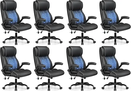 Miniatura 15 de BESTFAIR Silla de Oficina Ergonómica - Silla de Escritorio para Computadora, Sillas Ejecutivas de Cuero con Respaldo Alto, Soporte Lumbar Ajustable