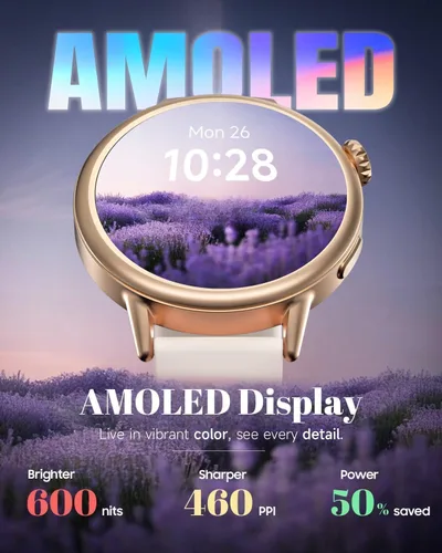 Miniatura 3 de TOOBUR Petite - Reloj inteligente para mujer, pulsera pequeña AMOLED de 1.496 pulgadas, compatible con Android e iOS, monitor de actividad física