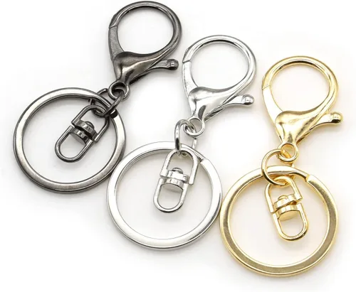 Miniatura 3 de 54 llaveros con cierre de pinza de langosta, cierres giratorios de metal con anillo dividido plano para accesorios de llavero de bricolaje