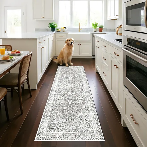 Miniatura 32 de Alfombra lavable para pasillo de 2 x 3: alfombra suave vintage para cocina, baño, lavandería, con respaldo antideslizante, alfombra de piso
