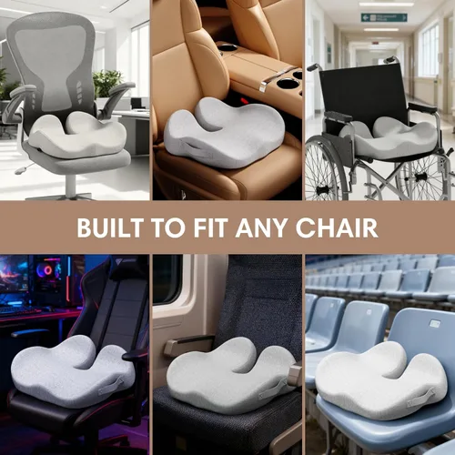 Miniatura 6 de Cojín de asiento de espuma viscoelástica para silla de oficina, automóvil, silla de ruedas y avión – Almohada de alivio del dolor de ciática, coxis