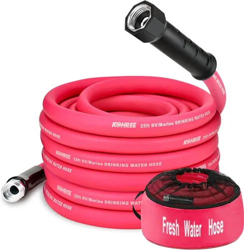 Miniatura 16 de Kohree Manguera de agua para autocaravana de 5/8 pulgadas x 15 pies, manguera de agua potable prémium con diseño sin torceduras, sin fugas, ligera