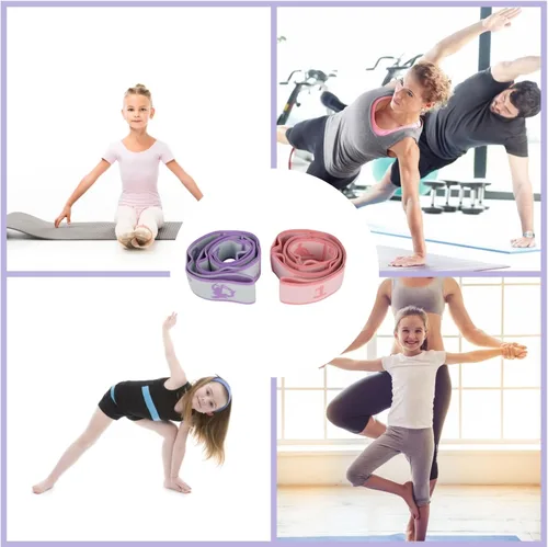 Miniatura 2 de Correa elástica de estiramiento para yoga con bucles, correas de estiramiento CEILIWEN para terapia física, banda elástica de estiramiento