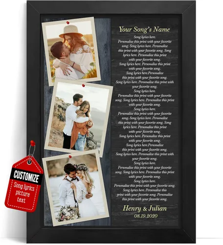Miniatura 9 de VICILO Póster personalizado con letras de canciones, lienzo para decoración de pared, acordes de canción perfecta, regalo de aniversario de un año