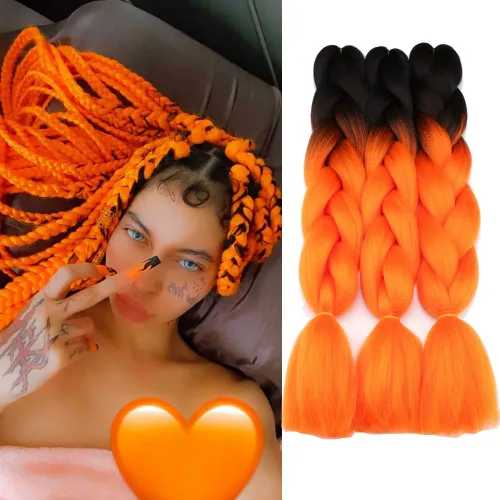 Miniatura 5 de Extensiones de cabello de trenzas jumbo, 3 unidades, color negro puro, 24 pulgadas, 3.53 oz/unidad para trenzado de caja torcida (1B negro)