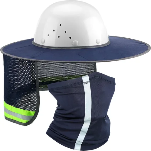 SATINIOR 2 parasoles para sombrero duro, visera de malla de ala completa de alta visibilidad, protección para el cuello, banda reflectante, bandana