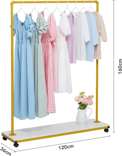 Miniatura 6 de Towallmark Perchero de ropa resistente de 63 pulgadas con ruedas y estante inferior para colgar ropa, perchero de metal para abrigos, camisas