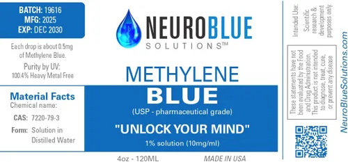 Miniatura 3 de NeuroBlue - Solución de azul de metileno 120 ml 1% - Grado farmacéutico UPC Grado farmacéutico 99.99% con gotero, sin formaldehído, libre