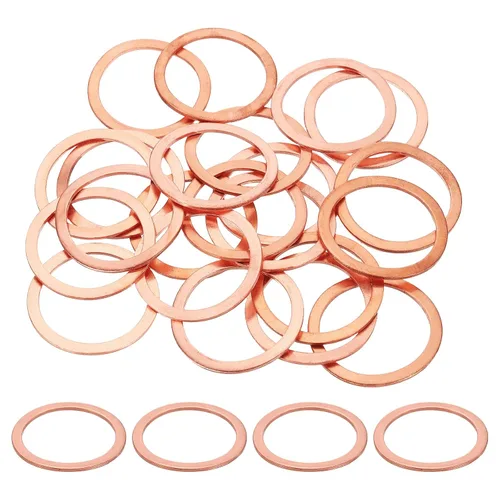 Miniatura 26 de uxcell 75 anillos de sellado de arandela plana M36 de cobre, 1.417 in ID 1.654 in OD 0.059 in de grosor, arandelas de trituración de cobre, junta