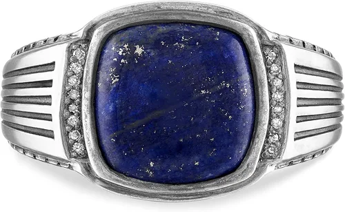 Miniatura 3 de Esquire - Anillo de lapislázuli y diamante para hombre (0.472in)