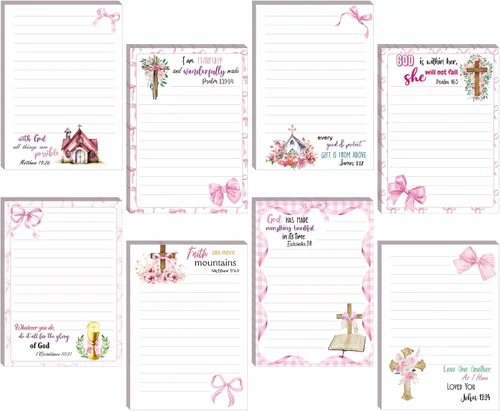 Miniatura 10 de 8 Pack Christian Sticky Notes Samll Scripture Inspirational Memo Pads Floral Design Adhesive Religious Bible Verse Quotes Notepads for Writing Diary