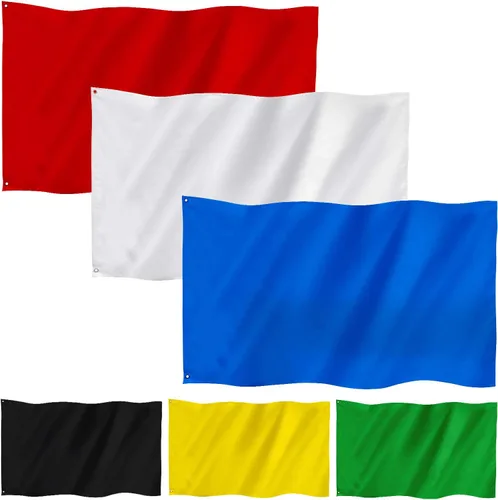 6 banderas de 3 x 5 pies, color blanco liso sólido, multicolor, banderas de 250 aniversario de color puro, banderas de tafetán de seda cosidas en