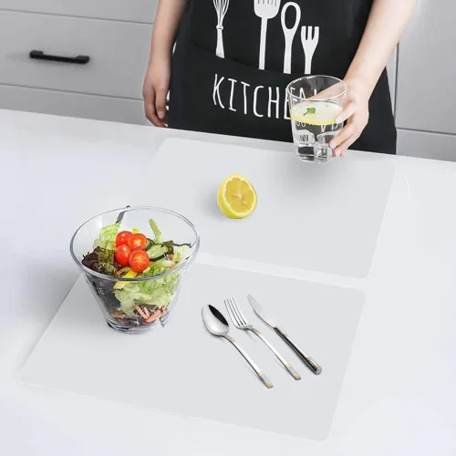 Miniatura 6 de Manteles individuales de plástico para mesa de comedor, manteles individuales translúcidos, 8 piezas resistentes al calor, lavable para comedor