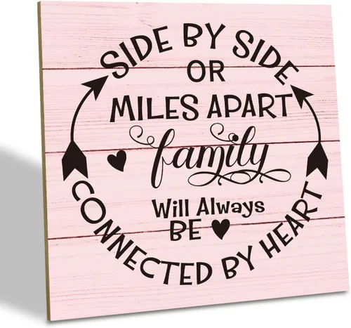 Miniatura 22 de Placa de Madera Familiar, "La Familia Significa Que Nadie Se Queda Atrás o Se Olvida", 15.7x15.7 cm Cartel de Arte de Mesa, Decoración de Cita