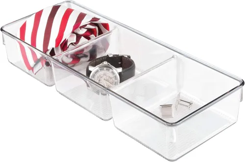 Miniatura 2 de InterDesign Linus - Organizador de cajones para tocador y tocador, 13 x 5 x 2.25 pulgadas, transparente (paquete de 2)