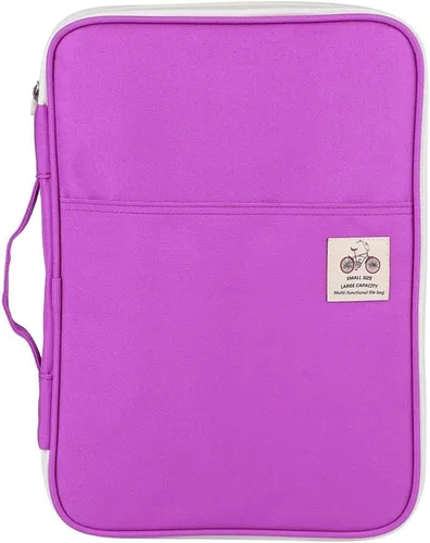 Bolsa de documentos, 5 colores, bolsa de documentos A4, carpeta de archivos, organizador de computadora, cuaderno con cremallera (morado)