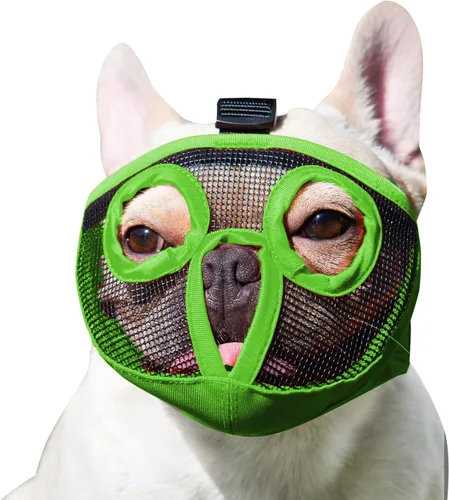 Miniatura 12 de Bozal para perro de hocico corto - Bozal ajustable de malla transpirable para bulldog para morder, masticar, lamer, aseo, mascarilla para perros