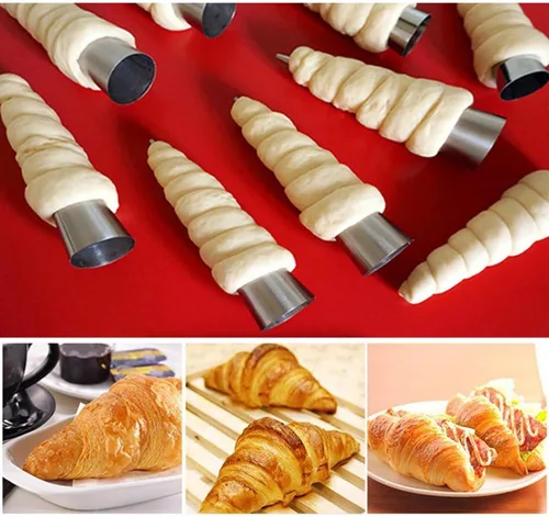 Miniatura 6 de Joyeee Paquete de 16 moldes de acero inoxidable para cuerno de crema, con bolsas de tuberías reutilizables, punta larga de boquilla de glaseado