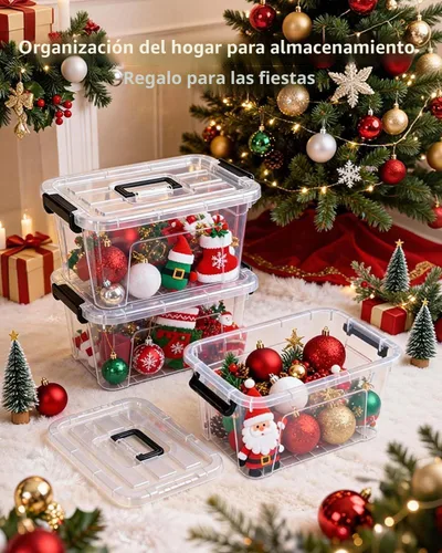 Miniatura 2 de NUMIFUN Cajas de Almacenamiento de Plástico con Tapas, Juego de 6 Organizadores de Almacenamiento, Cajas de Almacenamiento Apilables de 6.6 litros