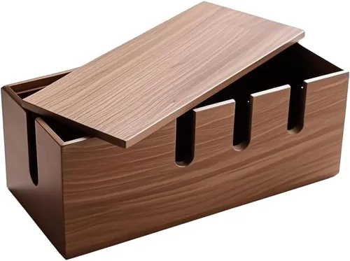 Miniatura 5 de Caja de organización de cables, caja grande de cables y organizador de cables para línea eléctrica, organizador de cajas de cables de madera y caja