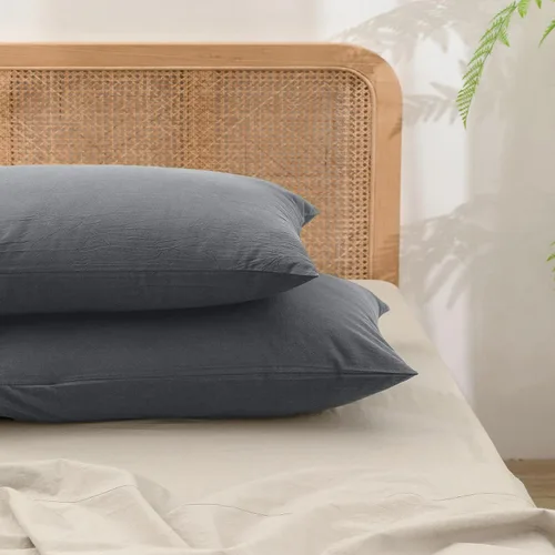Miniatura 17 de BESTOUCH 100% Algodón Lavado Funda de Almohada para Cabello y Piel, Sensación de Lino, Suave, Cómoda, Transpirable, Juego de 2 Fundas de Almohada