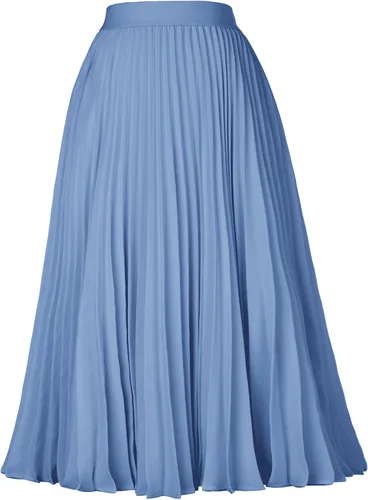 Miniatura 123 de GRACE KARIN - Falda plisada de gasa para mujer, con cintura alta y elástica, vuelo, corte acampanado y longitud por debajo de la rodilla