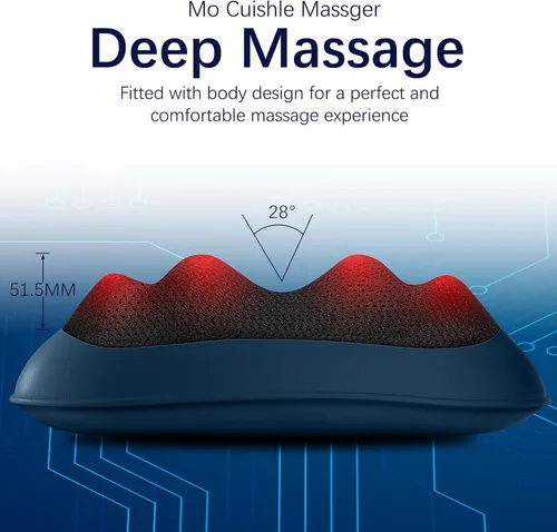 Miniatura 9 de Mo Cuishle Masajadores Shiatsu de Espalda y Cuello con Calor – Alivio de Tejido Profundo para Dolor, Tensión y Relajación Muscular – Regalos azul