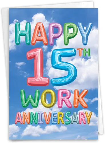 Miniatura 14 de NobleWorks - Tarjeta de felicitación del aniversario del 15º aniversario con sobre de 5 x 7 para hombres y mujeres (1 tarjeta) Pareja floral 15