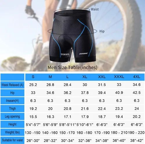 Miniatura 7 de Souke Sports Mens Cycling Underwear Shorts 4D Padded Bike Bicycle MTB Liner Shorts with Anti-Slip Leg Grips
