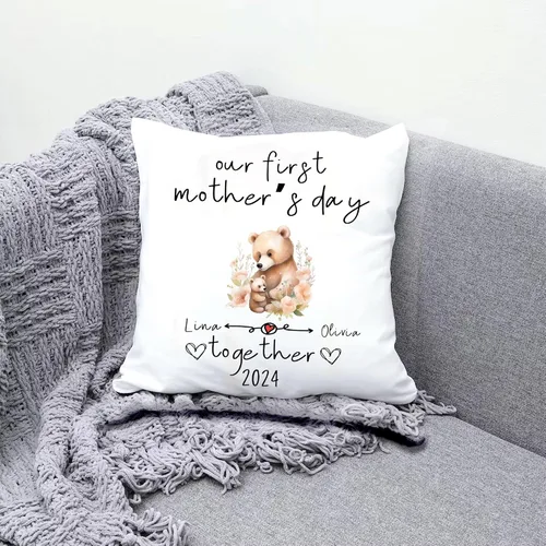 Miniatura 3 de Mother's Day Bear, Personalised Pillow Case Decor for Home, Present for Mom, Grandmother, for Her