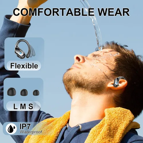 Miniatura 5 de Auriculares inalámbricos, auriculares deportivos Bluetooth 5.4 2026 nuevos auriculares Bluetooth con estéreo de 75 horas, 4 micrófonos ENC, Azul