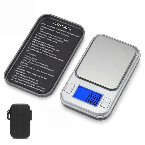 Diyife - Mini báscula digital de gramo de bolsillo de 0.00 oz, escala de miligramos de 7.01 onzas con estuche de almacenamiento, 8 unidades, Plateado