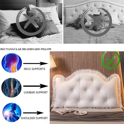 Miniatura 3 de Almohada para cabecera ZZYK, tamaño completo, para cama King, Queen y Twin, almohada grande de lectura, almohada de respaldo en forma de cuña, Blanco