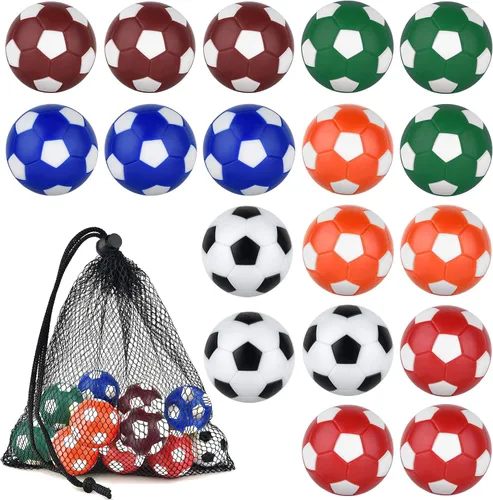 Miniatura 9 de Coopay 18 pelotas de futbolín de 1.28 pulgadas (1.260 in), pelotas de repuesto de fútbol de mesa, multicolor, con una bolsa de cordón negro