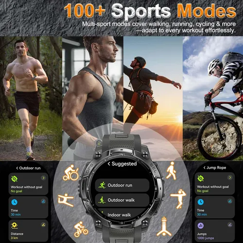 Miniatura 4 de Relojes inteligentes militares para hombres (respuesta/hacer llamadas) con GPS de 1.43 pulgadas HD, reloj inteligente táctico al aire libre