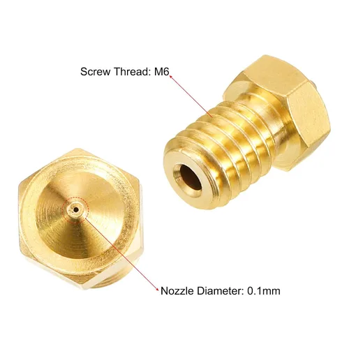 Miniatura 2 de uxcell 20 boquillas de impresora 3D, boquilla de latón de 0.004 in, cabezal de impresión extrusora para impresora 3D M6 de 0.069 in