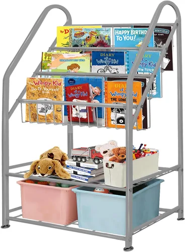 Miniatura 17 de aboxoo Estantería infantil independiente para habitación de niños pequeños de 18 pulgadas, organizador de juguetes, estantería blanca estable
