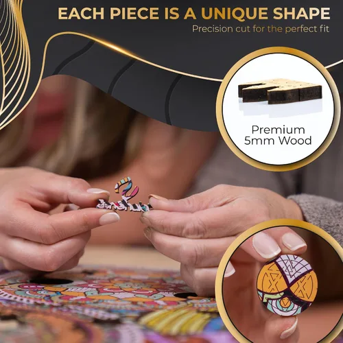 Miniatura 2 de ZenChalet - Rompecabezas de 200 piezas de flores Yin Yang para adultos - Rompecabezas de madera premium para adultos, sorprende a tus amigos