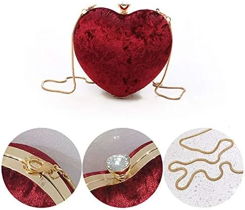 Miniatura 3 de Goclothod Bolso de mano con forma de corazón para mujer bolso de hombro de terciopelo