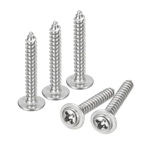 Miniatura 33 de uxcell ST3x6mm Phillips Pan Head Tornillo Autorroscante con Arandela, 100 piezas - Tornillo de madera de acero inoxidable 304 rosca completa (plata)