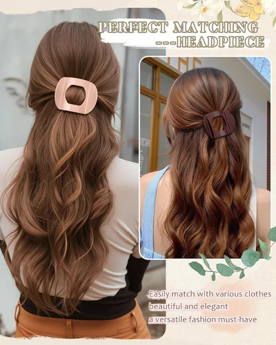 Miniatura 5 de AWAYTR 6 pinzas planas para el cabello para mujer, pinzas curvadas de agarre fuerte para cabello fino, pasadores de plástico antideslizantes