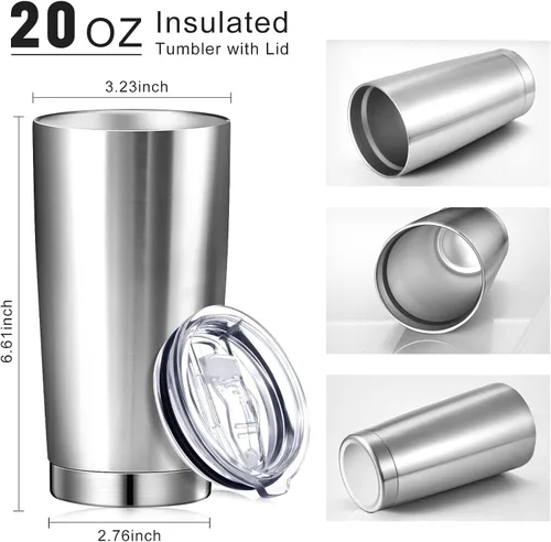 Miniatura 2 de Sieral 36 Paquetes de Vasos de Acero Inoxidable a Granel con Tapa, Aislamiento al Vacío de Doble Pared, Taza de Café de Viaje con Recubrimiento