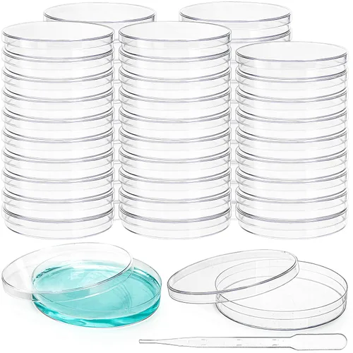 Bekith Platos de Petri con tapas, paquete de 50 unidades de 90 mm de diámetro x 15 mm de profundidad contenedor plástico estéril, paquete de 50
