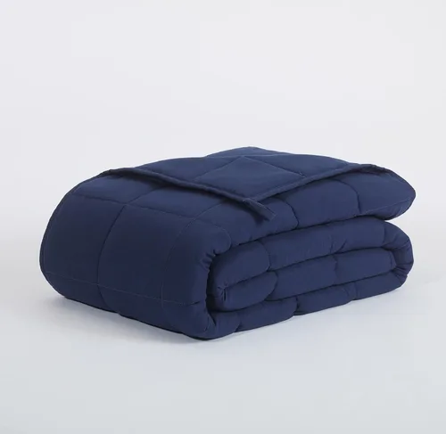 Miniatura 7 de SERTA Zen Rest - Manta pesada para adultos, resistente a las arrugas, rellena con cuentas de cristal, 10 libras (48 x 72 pulgadas), color azul marino