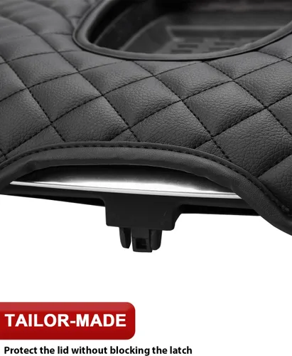 Miniatura 5 de KBH Funda para reposabrazos de consola central para Cadillac Escalade 2015-2020, borde de cuero de vinilo, protector de cojín de consola central
