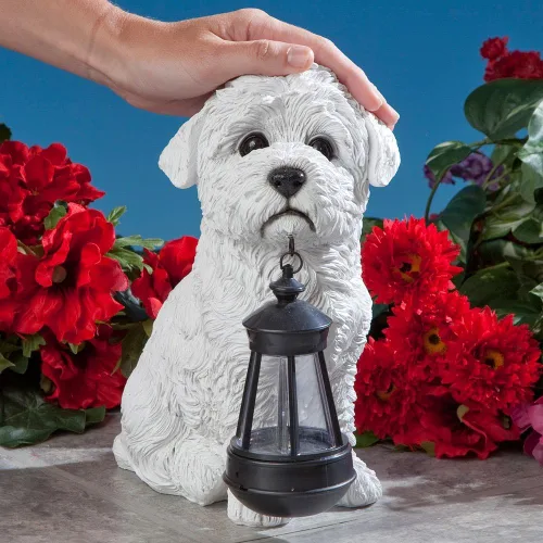 Miniatura 3 de Bits and Pieces - Estatua de linterna solar para perros - Linterna de jardín con energía solar - Escultura de perro de resina con luz LED