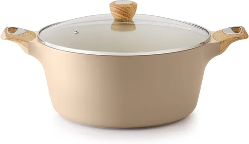 Miniatura 21 de SENSARTE Olla de Cocina de Cerámica Antiadherente con Tapa, Olla de Sopa de 2.6/4.5/6.6/8.5 QT, Olla para Guisos y Pasta Saludable, Olla Grande
