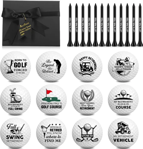 Miniatura 8 de Arrowbash Pelotas de golf de jubilación con camisetas y caja de regalo, regalos divertidos de jubilación para papá, compañeros de trabajo, golfistas