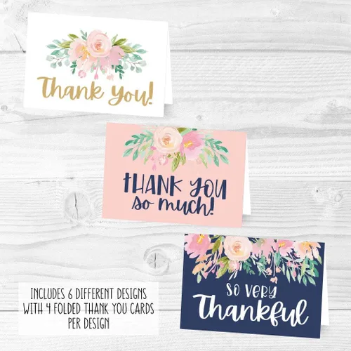 Miniatura 6 de Hadley Designs Tarjetas de agradecimiento a granel con sobres, 24 tarjetas de agradecimiento para profesores, lindas tarjetas de agradecimiento